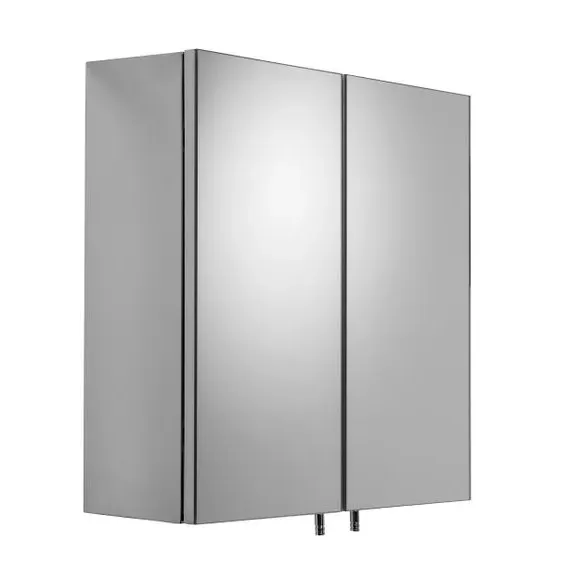 Double Door Cabinet with Mirror - Steel