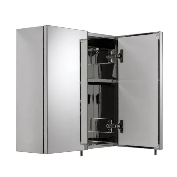 Double Door Cabinet with Mirror - Steel