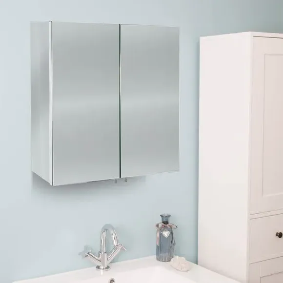 Double Door Cabinet with Mirror - Steel image