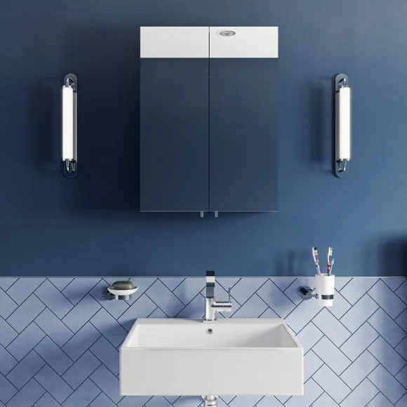 Double Door Cabinet with Mirror - Steel image