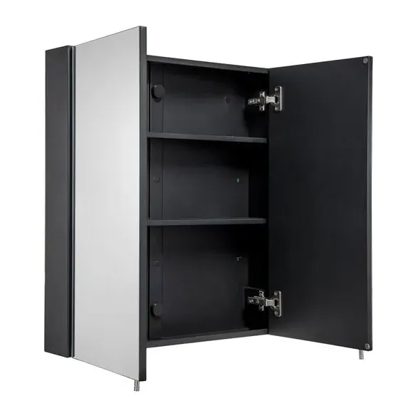 Double Door Cabinet with Shelves - Black, Steel