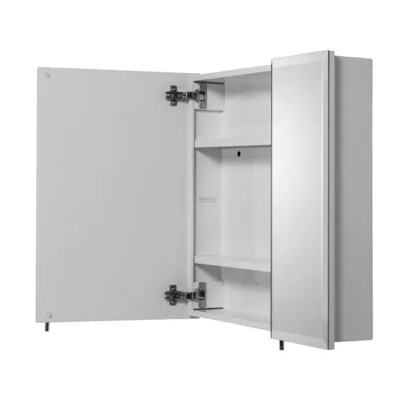 Double Door Mirror Cabinet - White, Steel