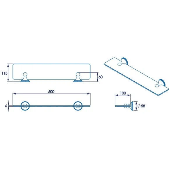 Glass Bathroom Shelf - Silver, Zinc Alloy