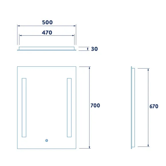Illuminated Mirror with LED Strips - Steel