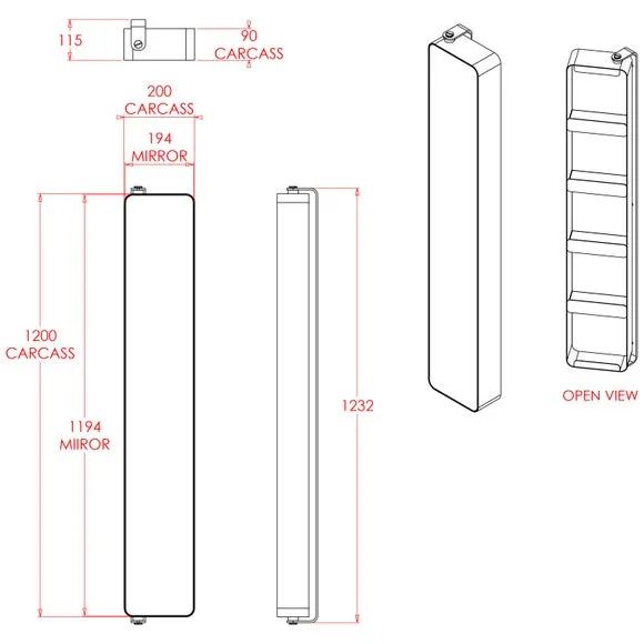 Large Bathroom Wall Cabinet - Black, Metal
