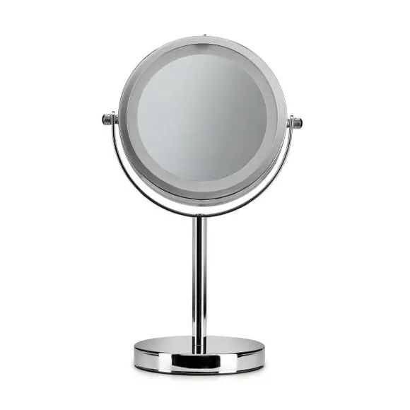 LED Vanity Mirror with Magnification - Silver