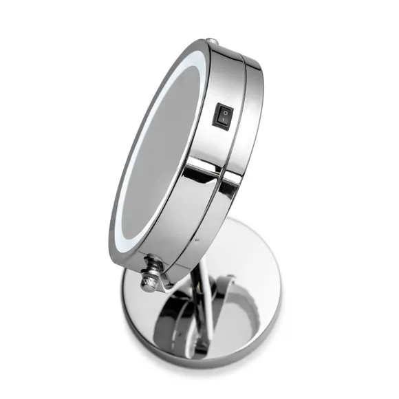 LED Vanity Mirror with Magnification - Silver
