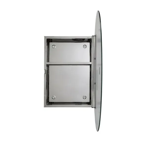 Oval Cabinet with Mirror Door - Steel