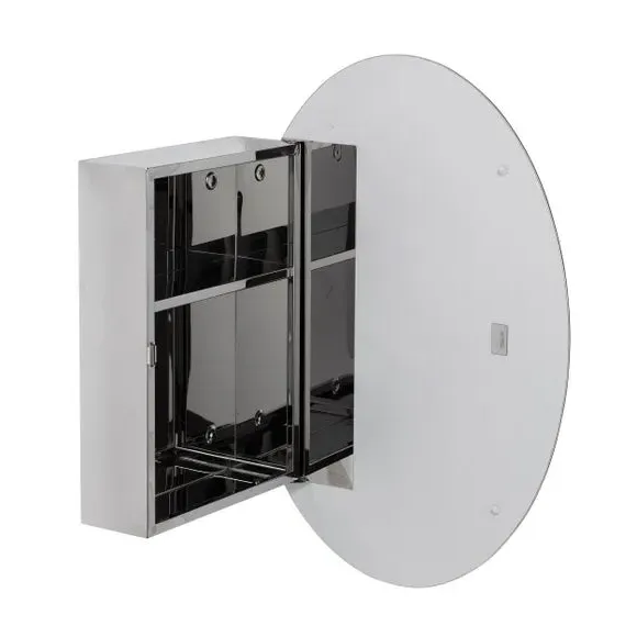 Oval Cabinet with Mirror Door - Steel