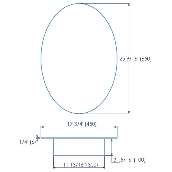 Oval Cabinet with Mirror Door - Steel