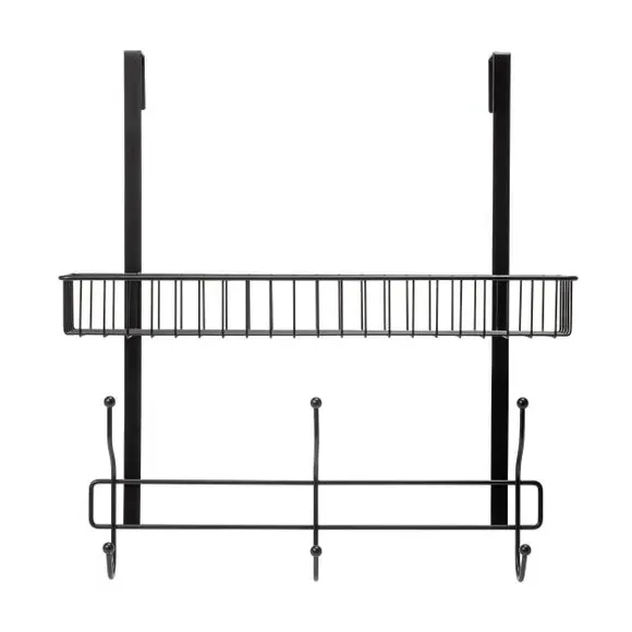 Over Door Shower Caddy with Hooks - Black