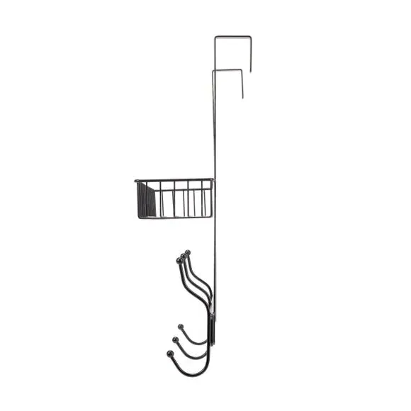 Over Door Shower Caddy with Hooks - Black