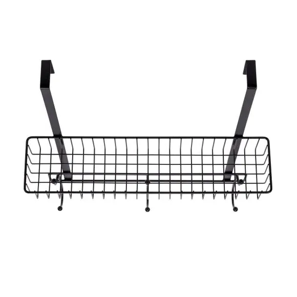 Over Door Shower Caddy with Hooks - Black