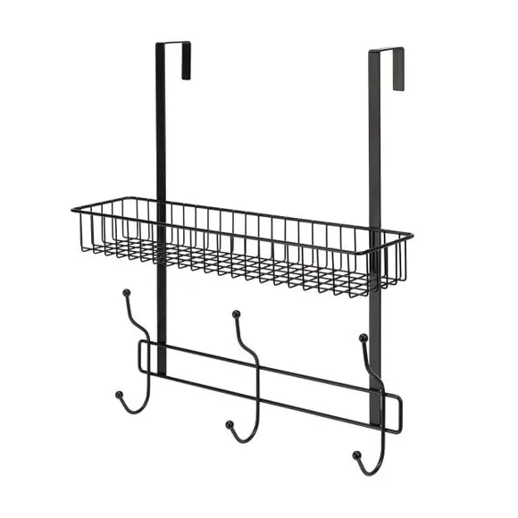 Over Door Shower Caddy with Hooks - Black image