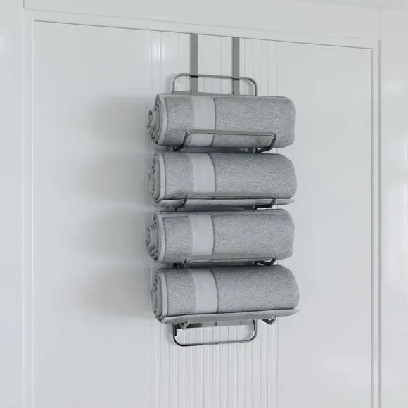 Over Door Towel Rack - Silver, Chrome Steel image