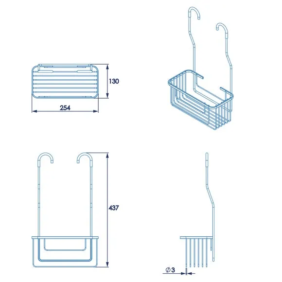 Over Shower Caddy with Hook - Silver, Steel