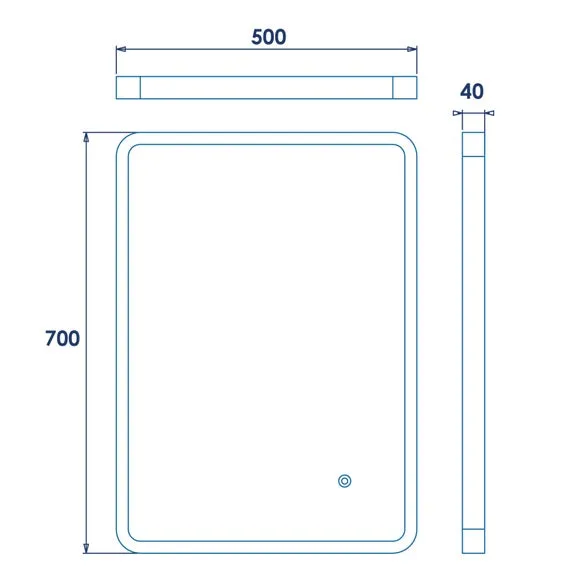 Rectangle LED Wall Mirror - Black, Steel