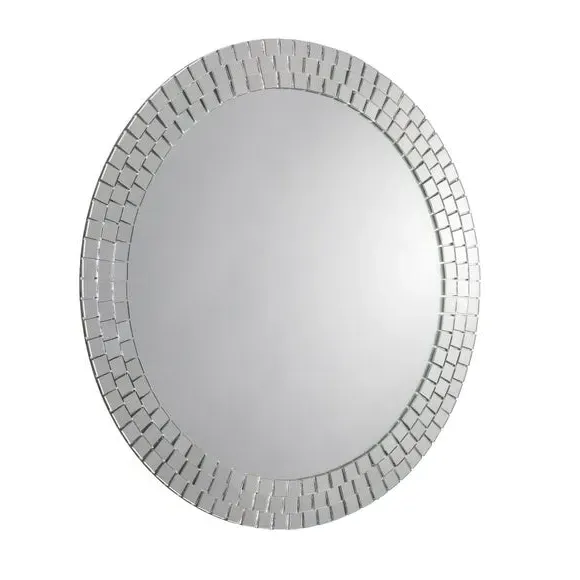 Round Wall Mirror with Mosaic Border - Clear