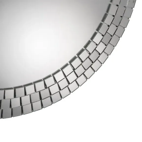 Round Wall Mirror with Mosaic Border - Clear