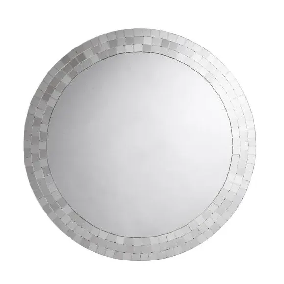 Round Wall Mirror with Mosaic Border - Clear image