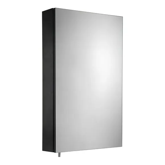 Single Door Cabinet with Mirror - Black, Steel
