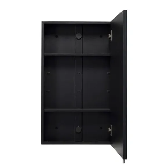 Single Door Cabinet with Mirror - Black, Steel