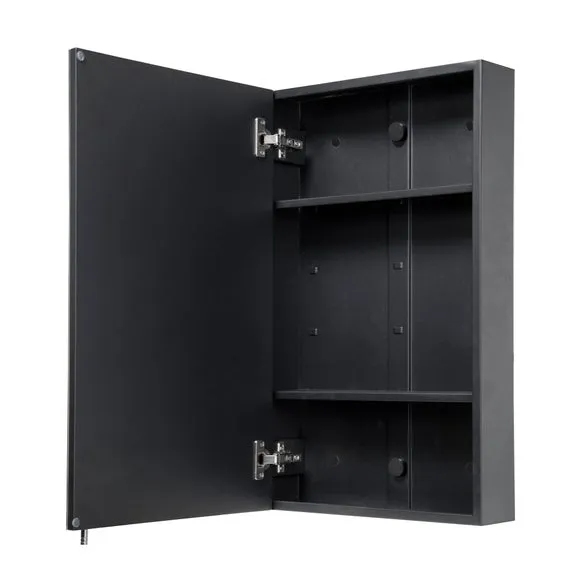 Single Door Cabinet with Mirror - Black, Steel