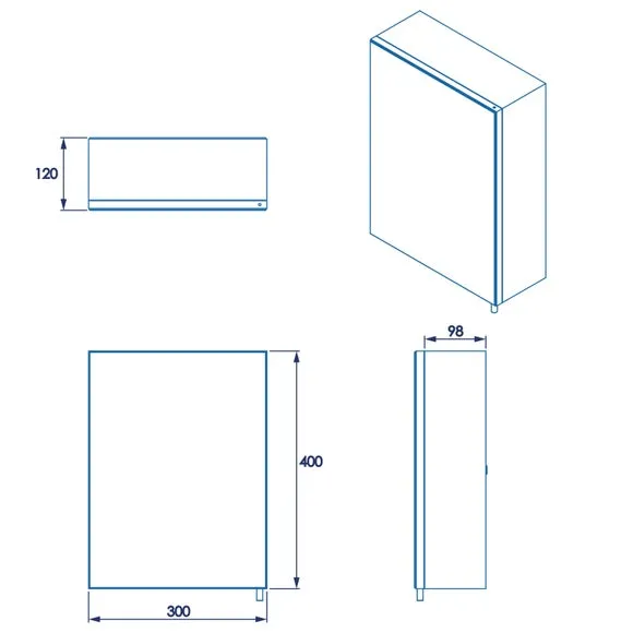 Single Door Cabinet with Mirror - Steel