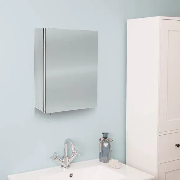Single Door Cabinet with Mirror - Steel image