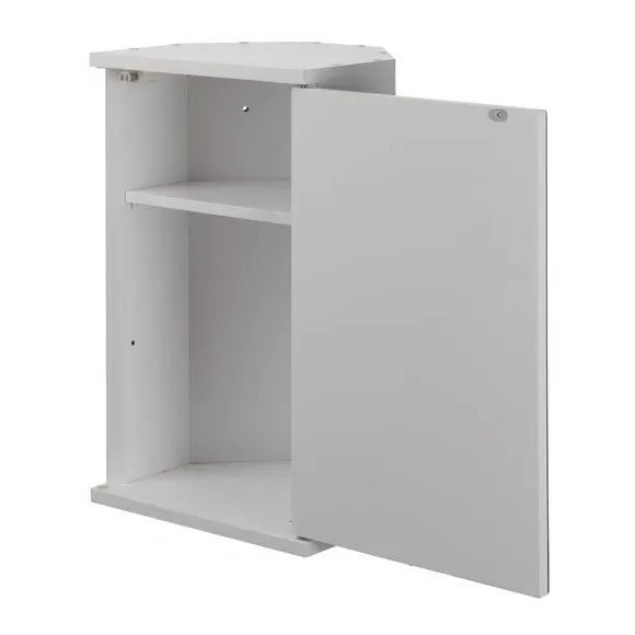 Single Door Corner Cabinet - White, MDF