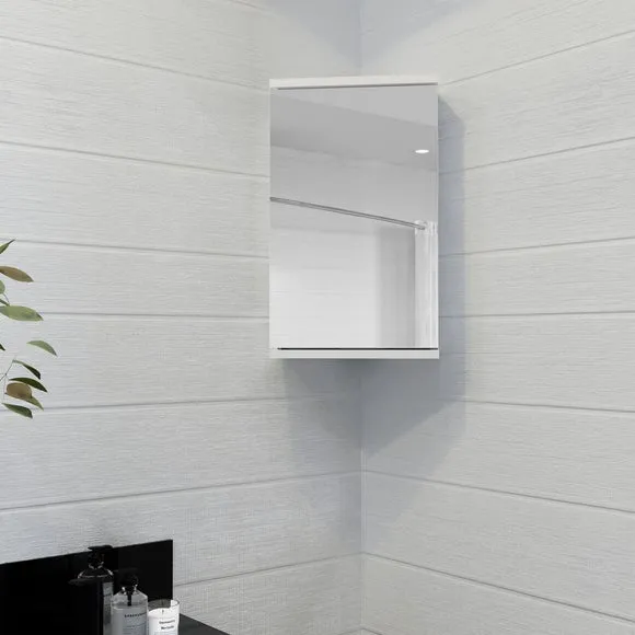 Single Door Corner Cabinet - White, MDF image