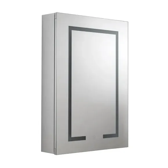 Single Door LED Cabinet - Silver, Metal