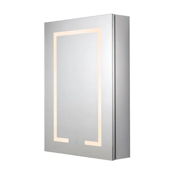 Single Door LED Cabinet - Silver, Metal