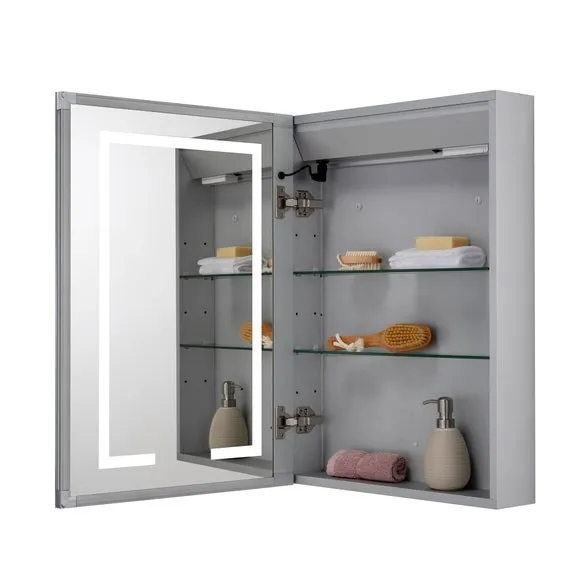 Single Door LED Cabinet - Silver, Metal