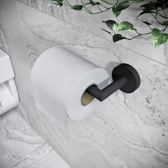 Toilet Roll Holder - Black, Zinc Alloy