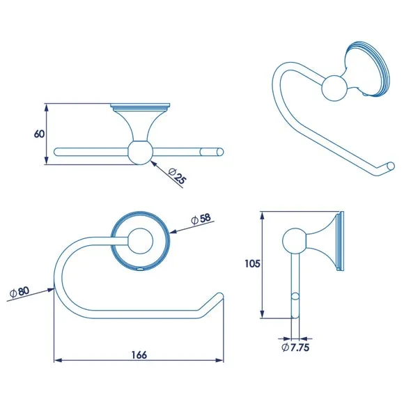 Toilet Roll Holder - Silver, Zinc Alloy