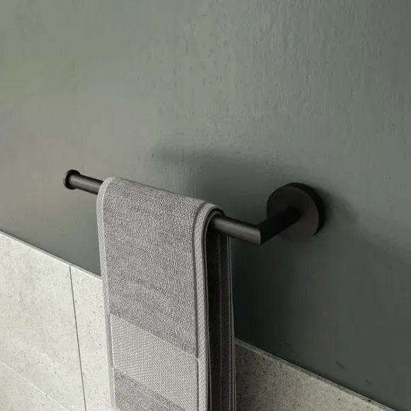 Towel Rail Bar with Flexi-Fix - Black, Zinc Alloy
