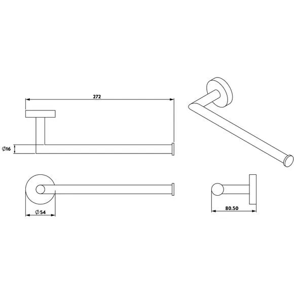 Towel Rail Bar with Flexi-Fix - Black, Zinc Alloy