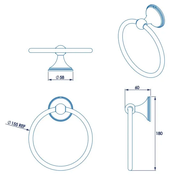 Towel Ring - Silver, Zinc Alloy