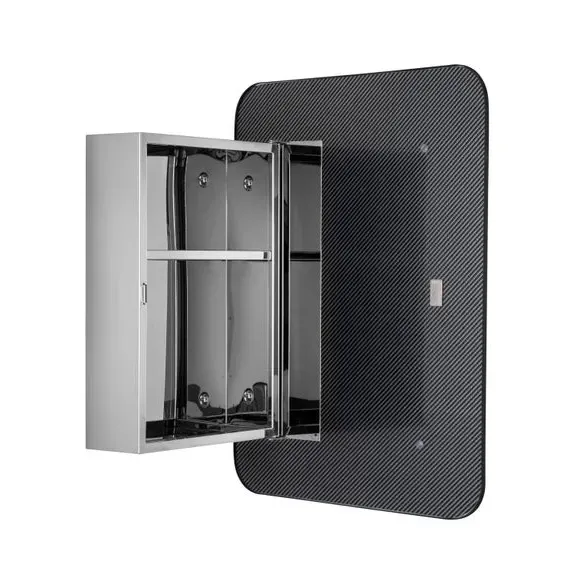 Wall Cabinet with Mirror - Black, Metal