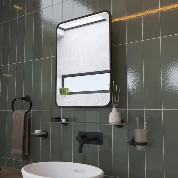 Wall Cabinet with Mirror - Black, Metal image