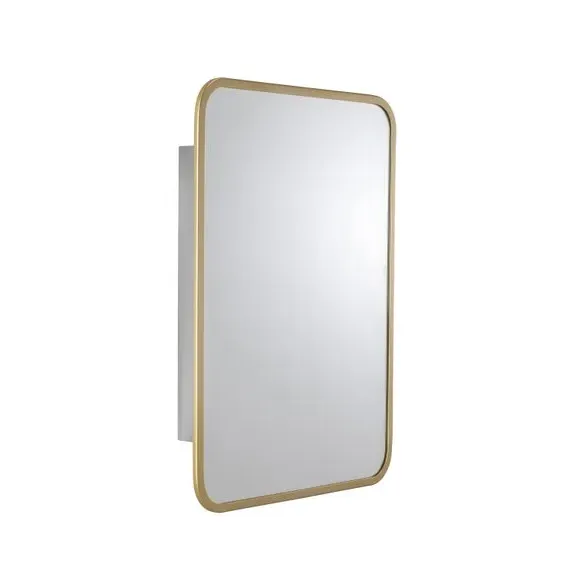 Wall Cabinet with Mirror - Brass, Metal