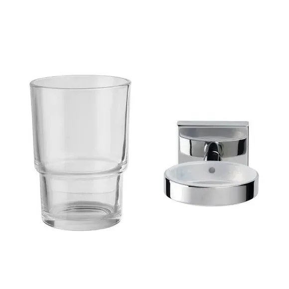 Wall-Mount Tumbler & Holder - Silver, Zinc Alloy
