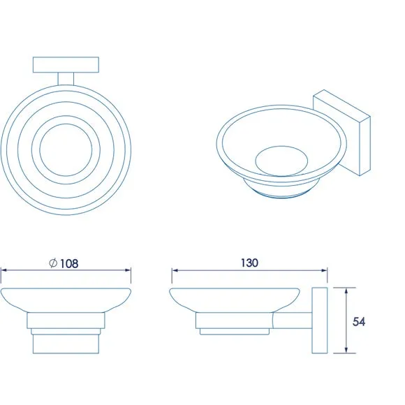 Wall Mounted Soap Dish with Holder - Chrome