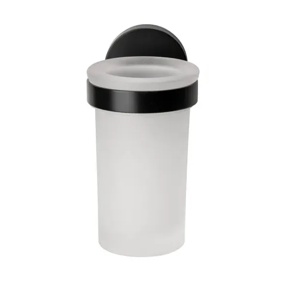 Wall-Mounted Tumbler & Holder - Black, Zinc Alloy