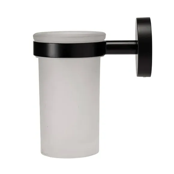 Wall-Mounted Tumbler & Holder - Black, Zinc Alloy