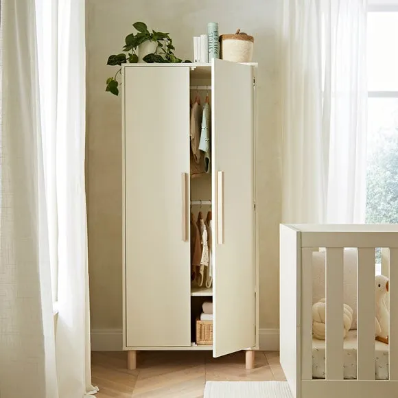 2-Door Wardrobe with Adjustable Rails - Cream