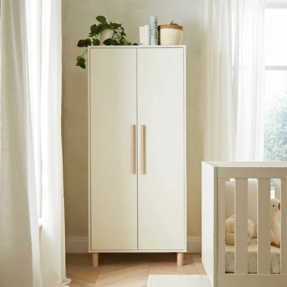 2-Door Wardrobe with Adjustable Rails - Cream image