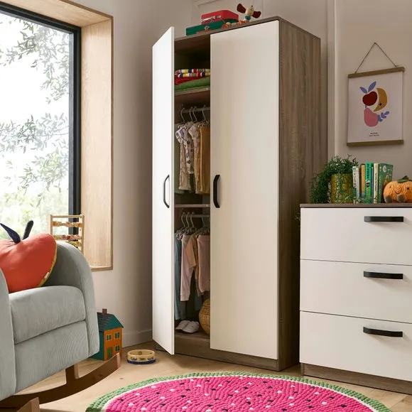 2-Door Wardrobe with Adjustable Storage - Oak