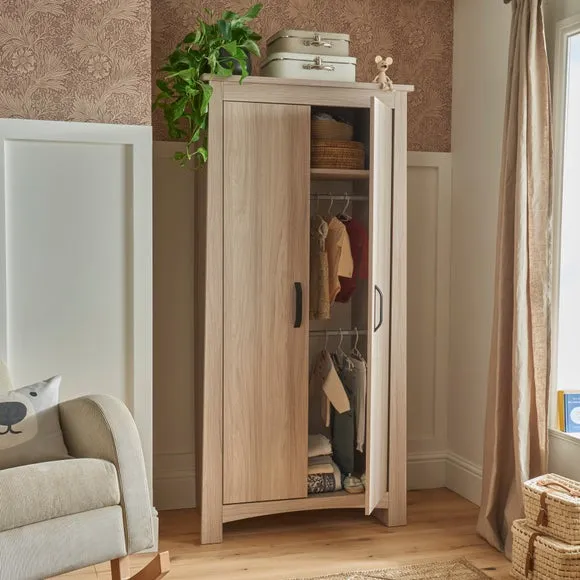 2-Door Wardrobe with Rails - Ash Wood